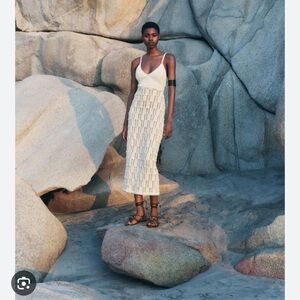 Zara Cream Knit Midi Dress